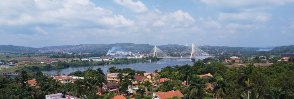 Tourists exploring the Source of the Nile during a 1 Day Jinja City Tour in Uganda.